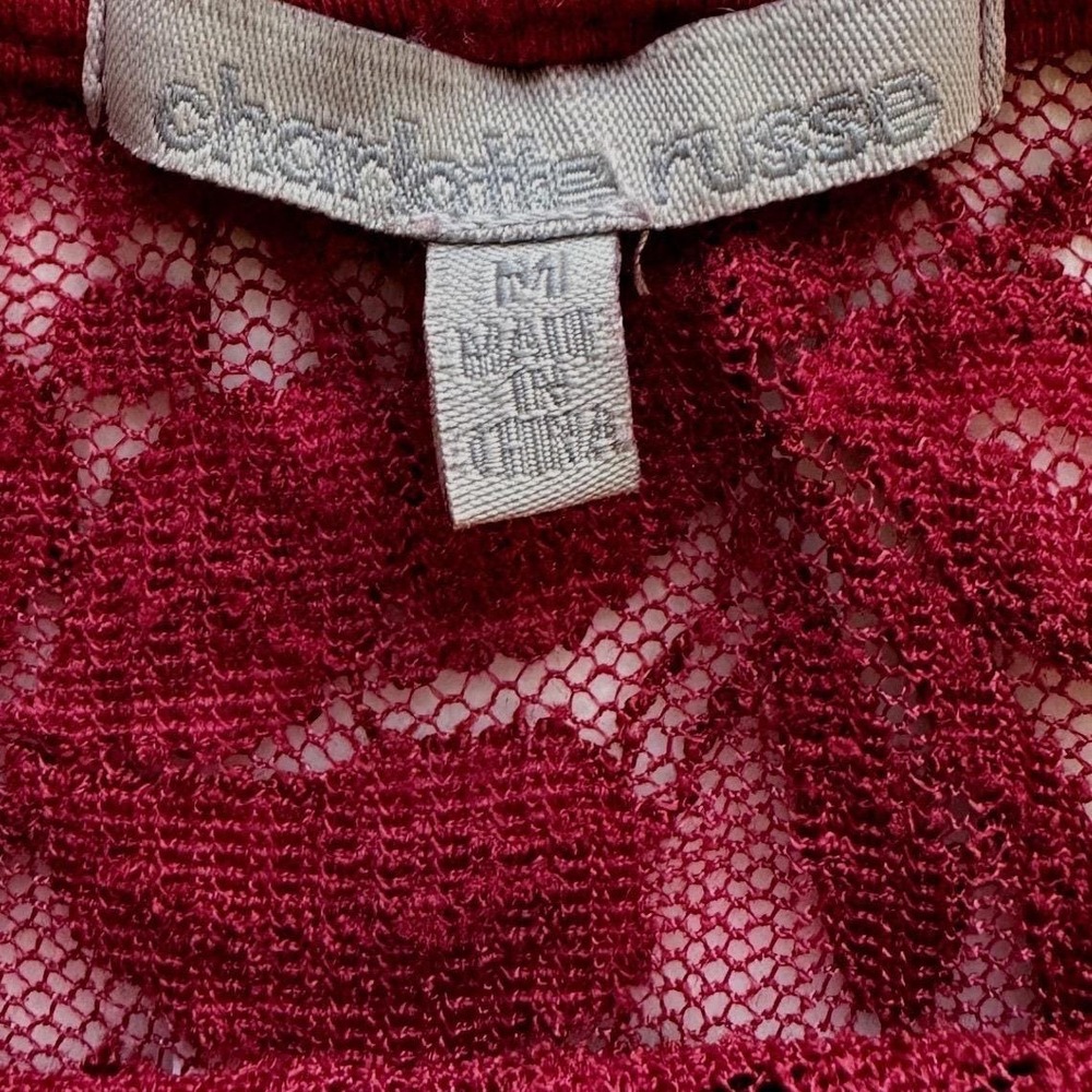 ⁠Charlotte Russe Y2K Lace Tank‎ Top M Burgundy Bow Back Cutout Coquette Vampy⁠ - Picture 6 of 8
